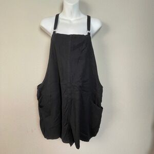 Torrid Black Stretch Linen‎  Shortalls Overalls Romper Womens 2X